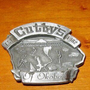 Vintage Cutty's of Okoboji Resort Iowa Belt Buckle 1987 Limited Edition Cutty's